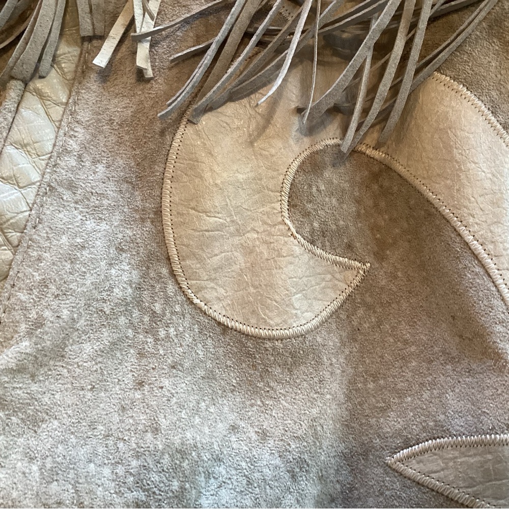 80’s Suede and Leather Appliqué Fringe Jacket - Picture 12 of 15